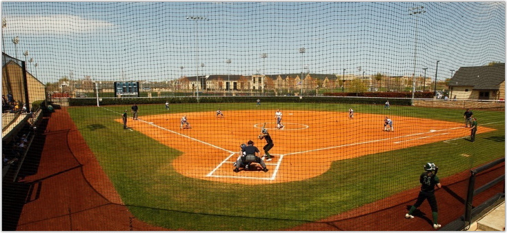 Behind homeplate at Collins Family Softball Complex